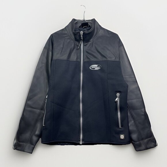 VTG Sea-doo Bombardier Racing Biker Neoprene Jacket Quilted Black Men S Jet Ski - Picture 1 of 14